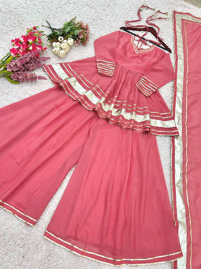 Heena short gown set with dupatta