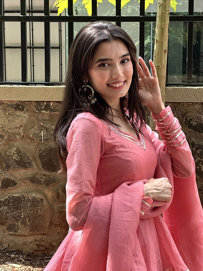 Heena short gown set with dupatta