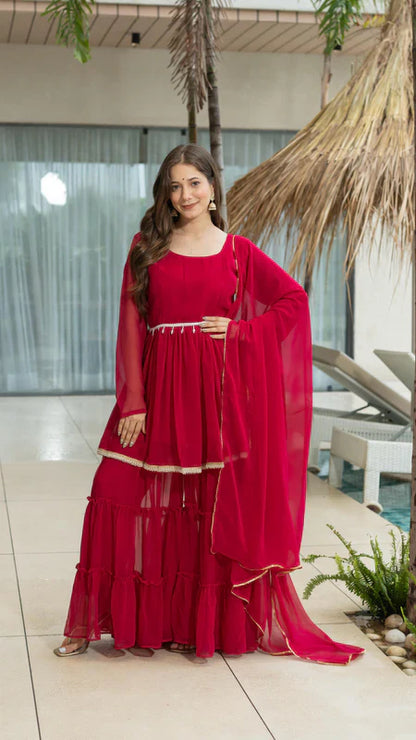 AYUSHI SHORT GOWN SET WITH DUPATTA