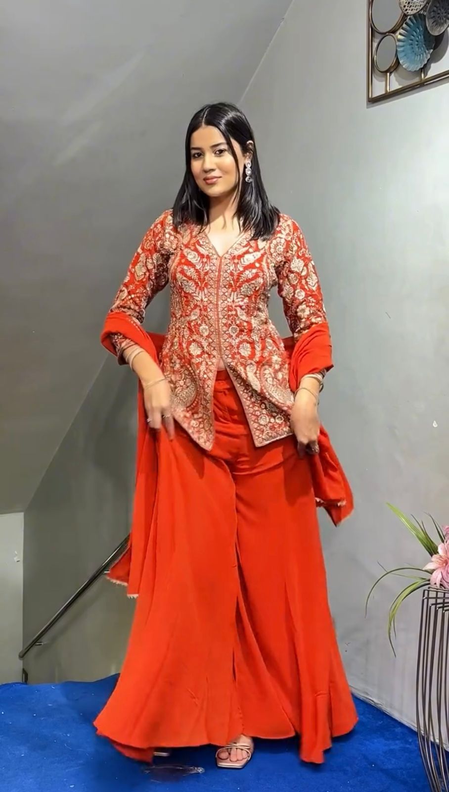 Heavy faux Georgette  designer Set With Dupatta