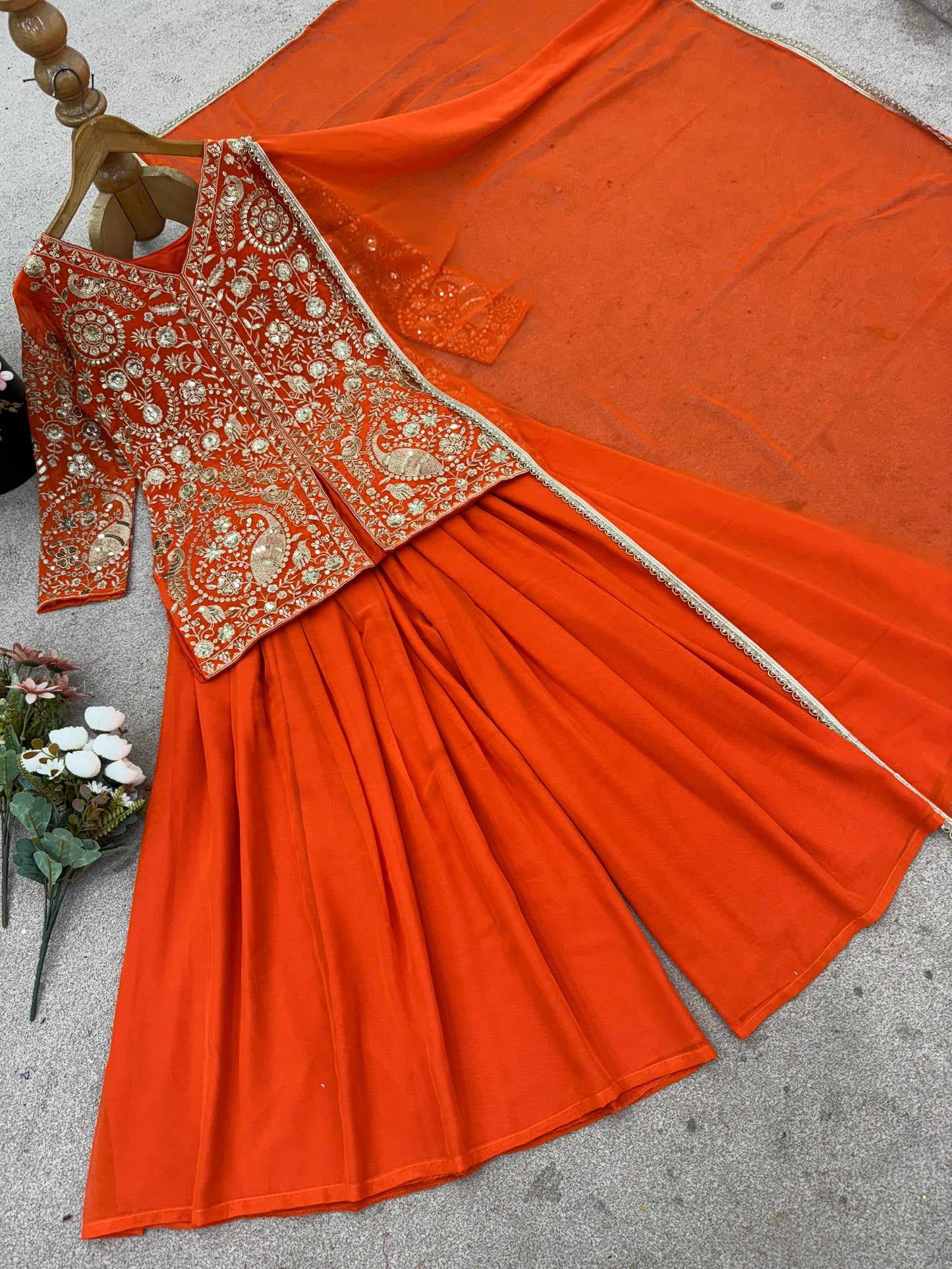 Heavy faux Georgette  designer Set With Dupatta