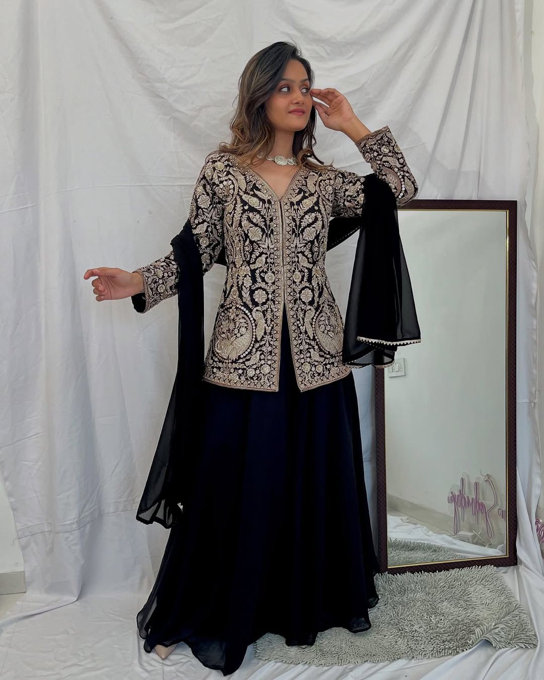 Heavy faux Georgette  designer Set With Dupatta