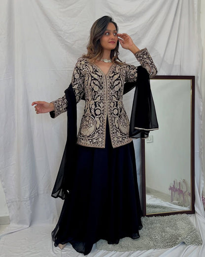 Heavy faux Georgette  designer Set With Dupatta