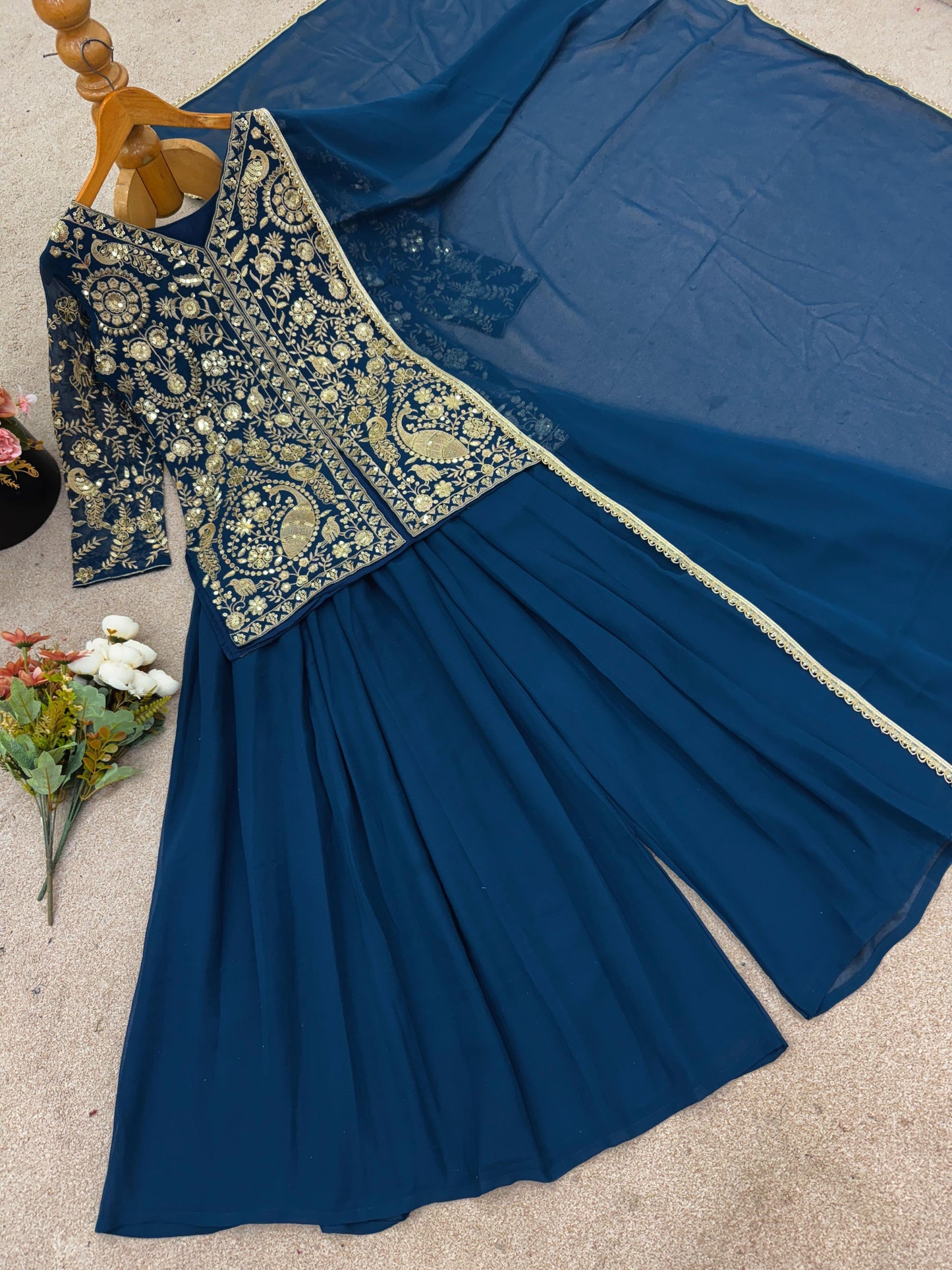 Heavy faux Georgette  designer Set With Dupatta