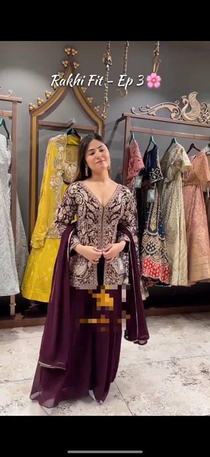 Heavy faux Georgette  designer Set With Dupatta