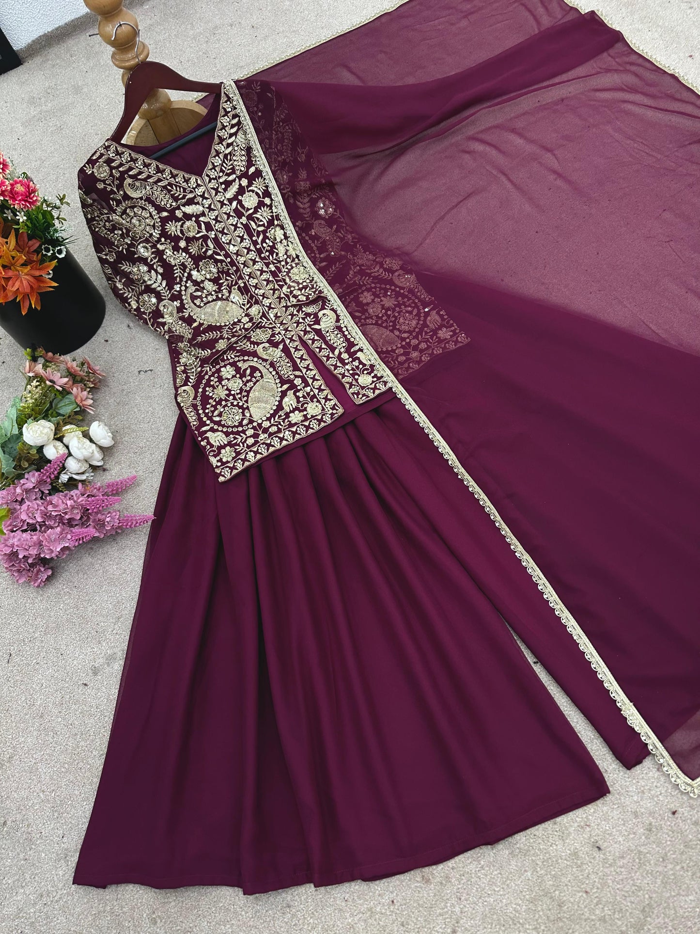 Heavy faux Georgette  designer Set With Dupatta