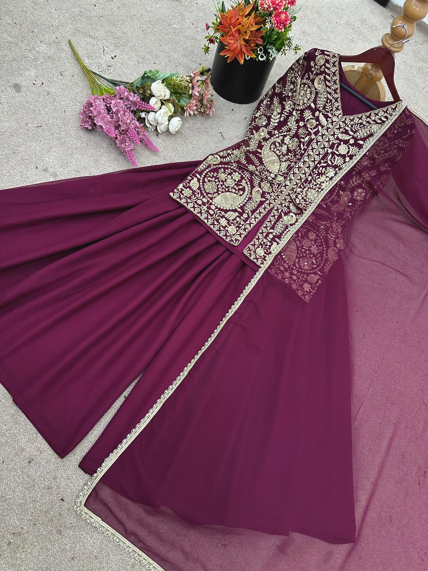 Heavy faux Georgette  designer Set With Dupatta