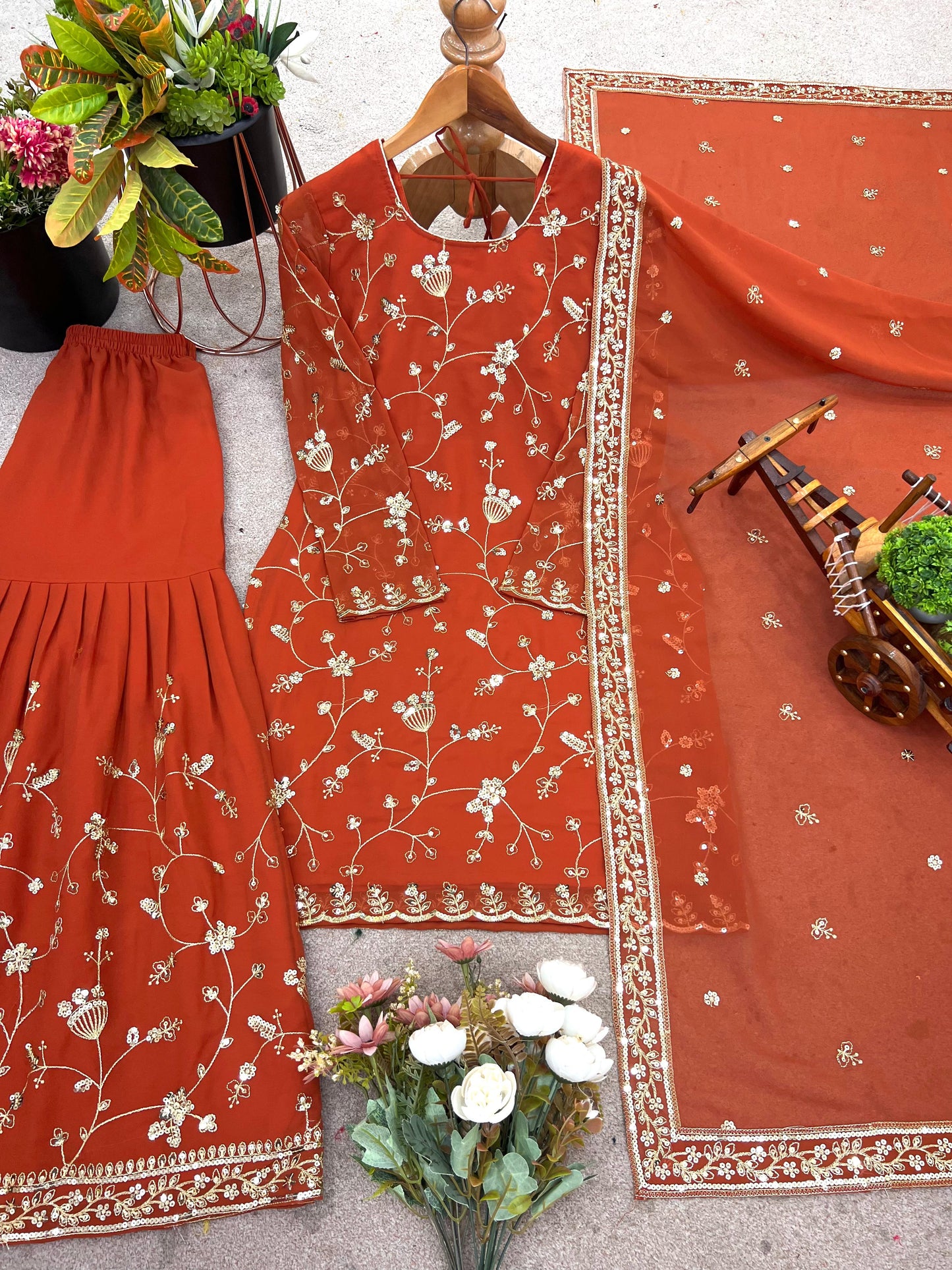 Apricot beautuful set with sharara