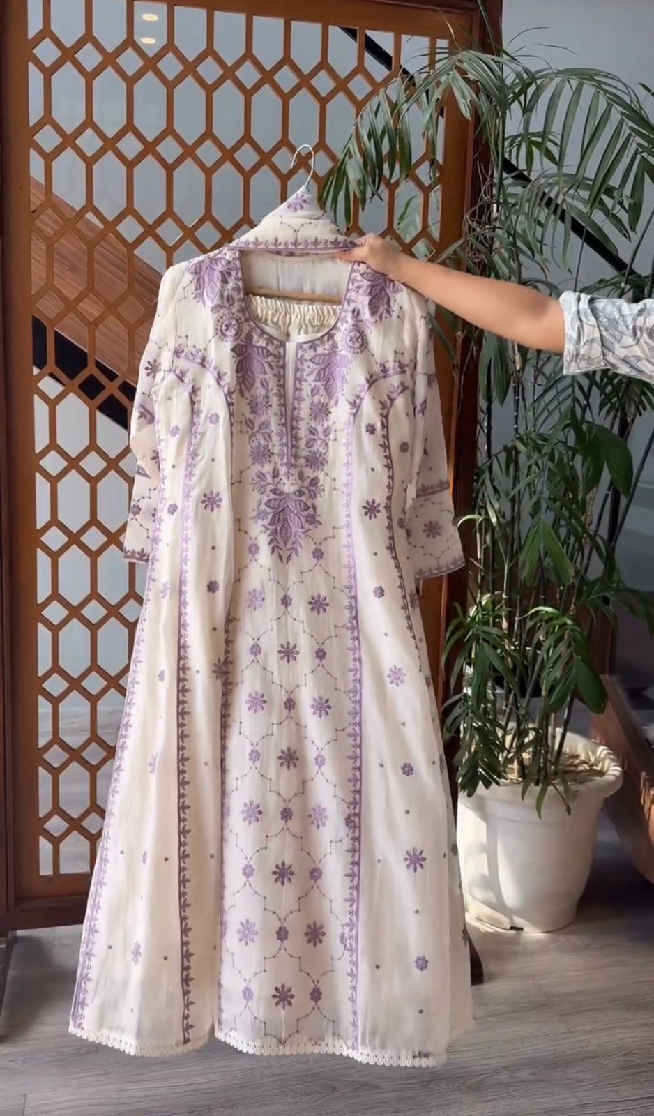 Chikankari colourfull set wut dupatta