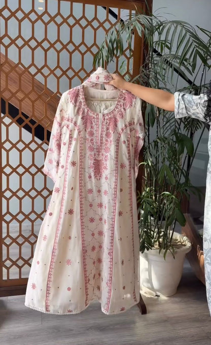 Chikankari colourfull set wut dupatta