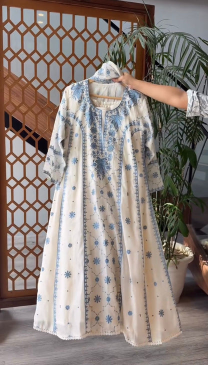 Chikankari colourfull set wut dupatta