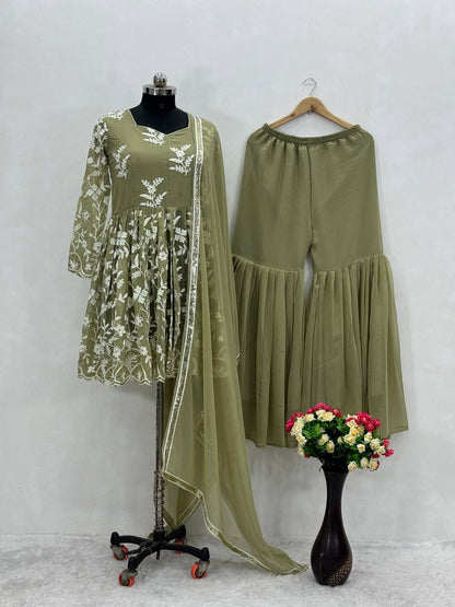 Ameena short kurti sharara set with dupatta