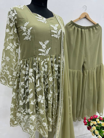 Ameena short kurti sharara set with dupatta