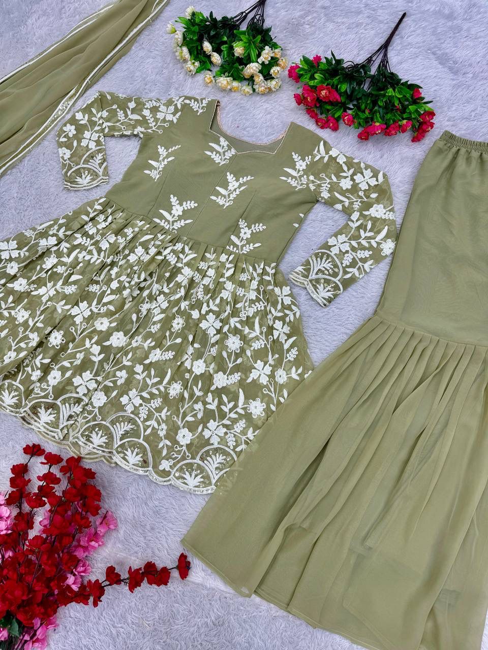 Ameena short kurti sharara set with dupatta