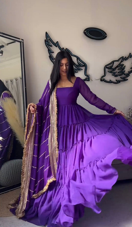 flair ruffle gown crafted from soft Faux Georgette and dupatta